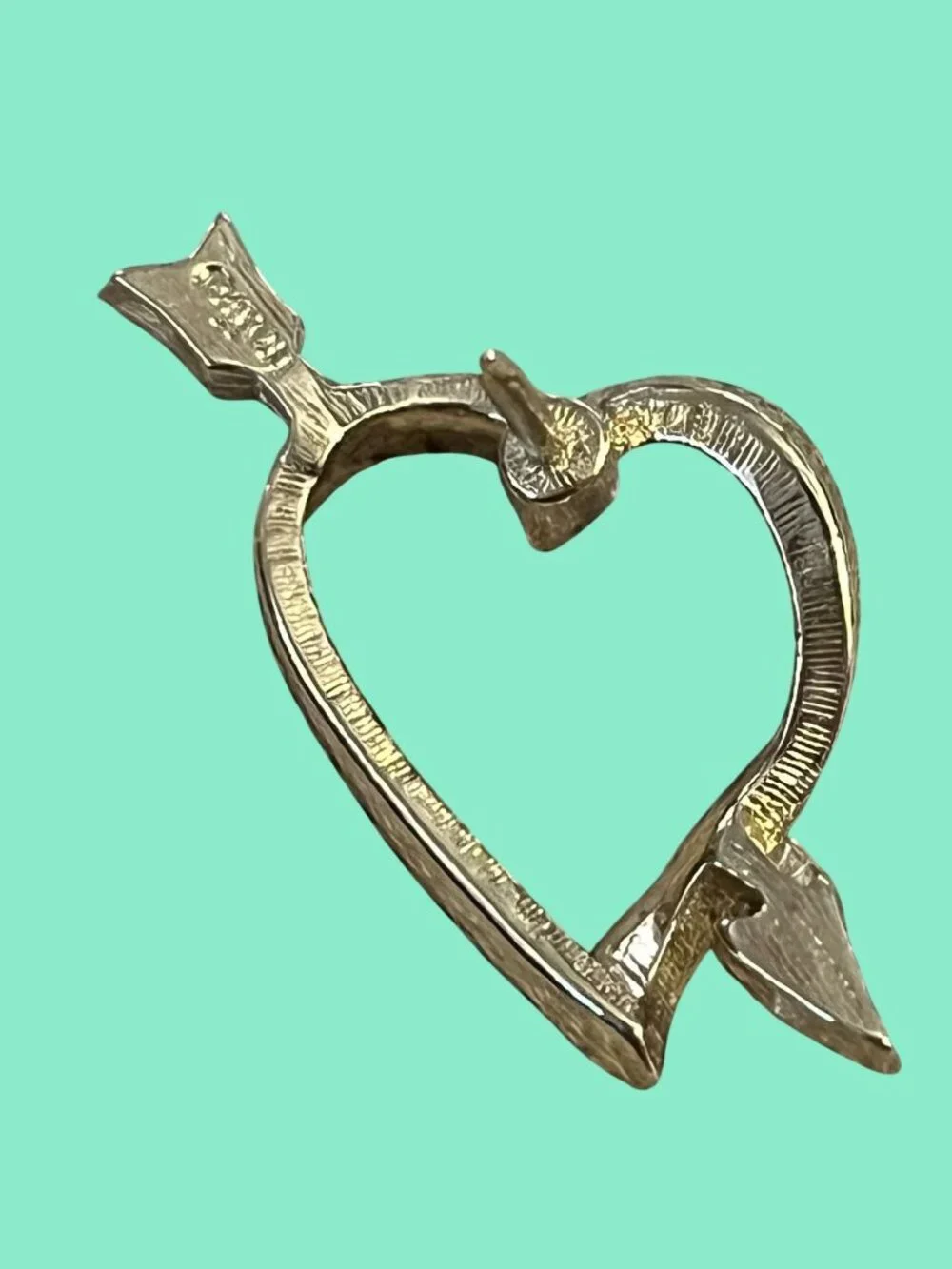 1980s Avon Gold-Tone Heart With Arrow Tie Tack Pin